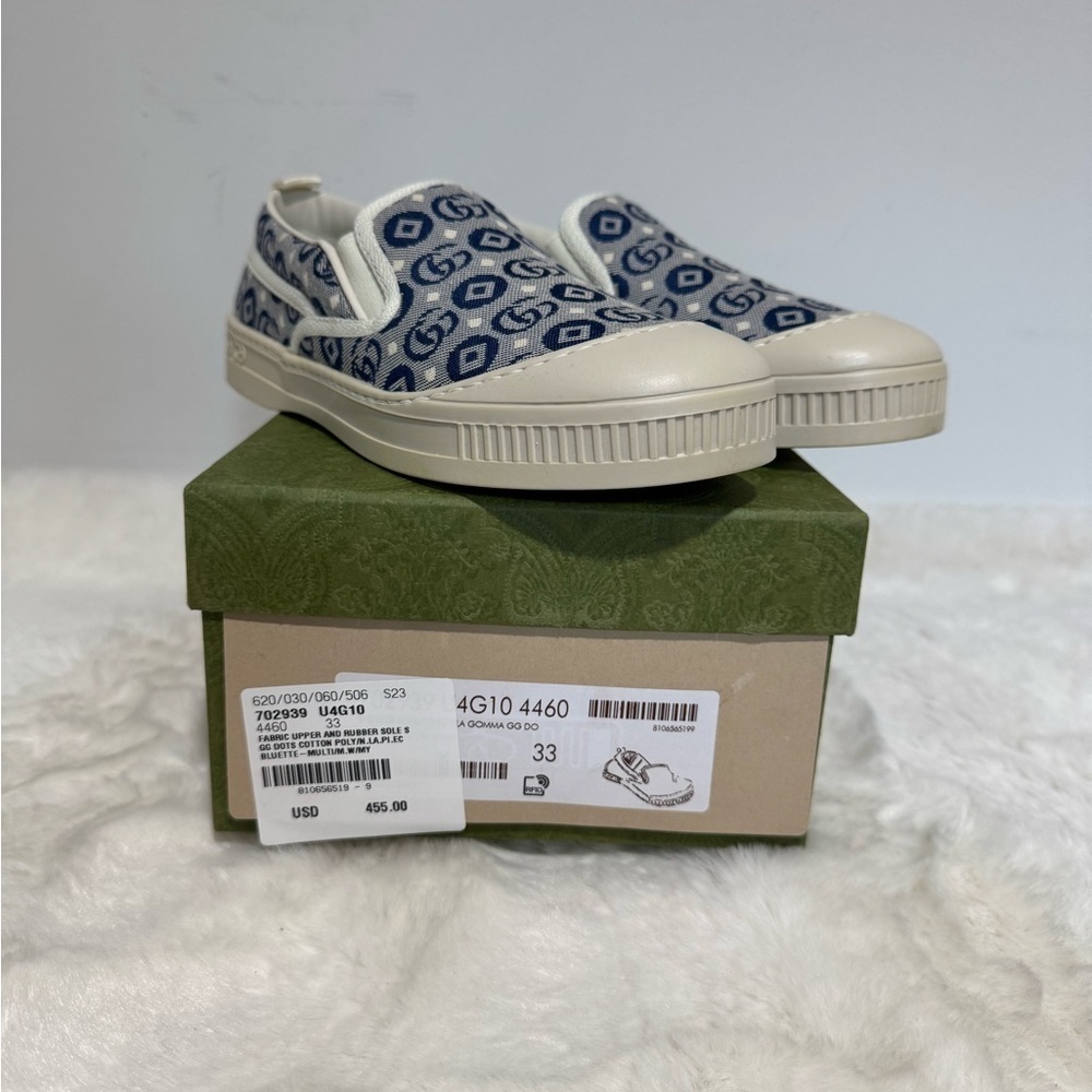 Gucci Blue and Cream Slip-On Sneakers - Picture 5 of 5